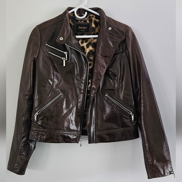 Laundry By Shelli Segal Jackets & Blazers - Laundry by Shelli Segal Chocolate Brown Motocycle 100% Leather Jacket Size Small